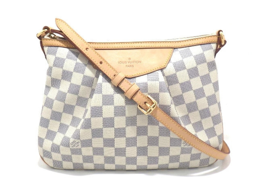 LOUIS VUITTON Bag Siracusa Shoulder Damier Azur White